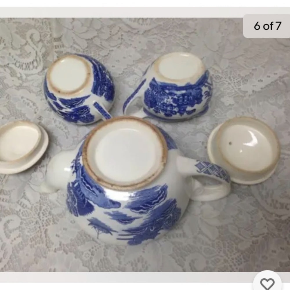 Vintage, 5-pc Variant, Blue Willow Coffee or Tea Set