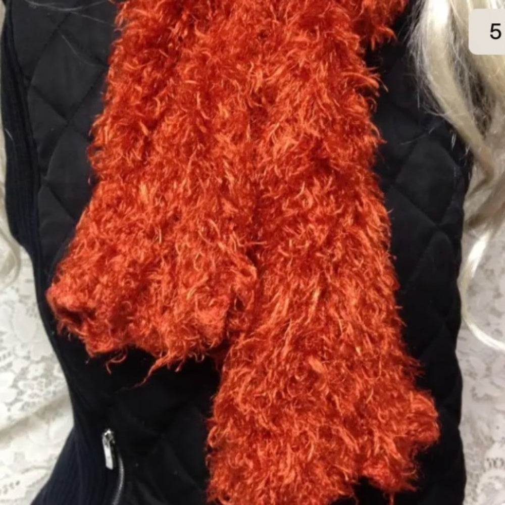 Stunning, Fits All Orange Knitted Hat and Scarf Set