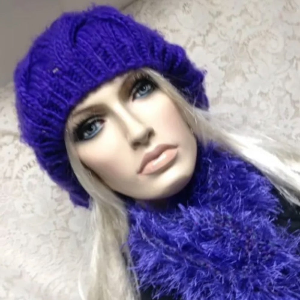 Beautiful, Fits All, Aerospostale Purple Knitted Hat and Matching Scarf Set