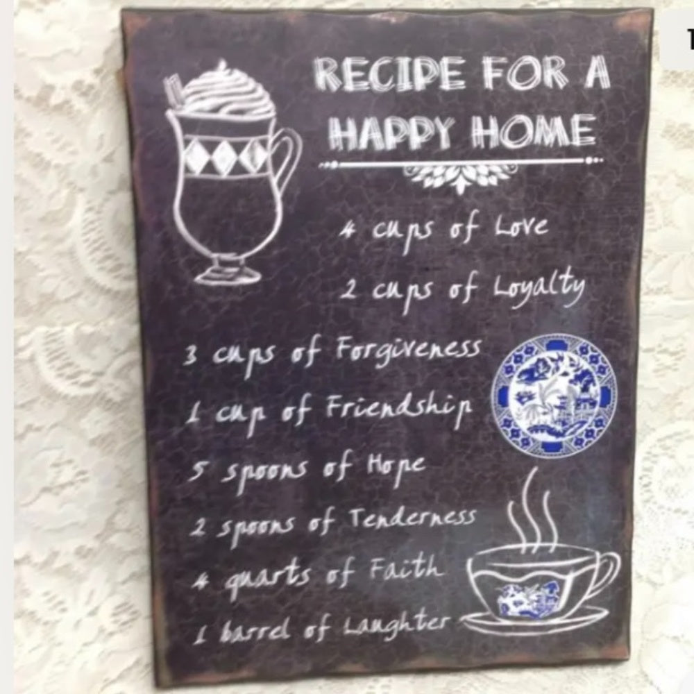 Blue Willow Recipe for a Happy Home. 16in x 12in This is a beautiful, wall hang