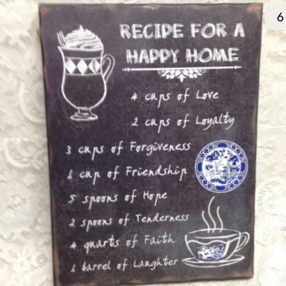 Blue Willow Recipe for a Happy Home. 16in x 12in This is a beautiful, wall hang