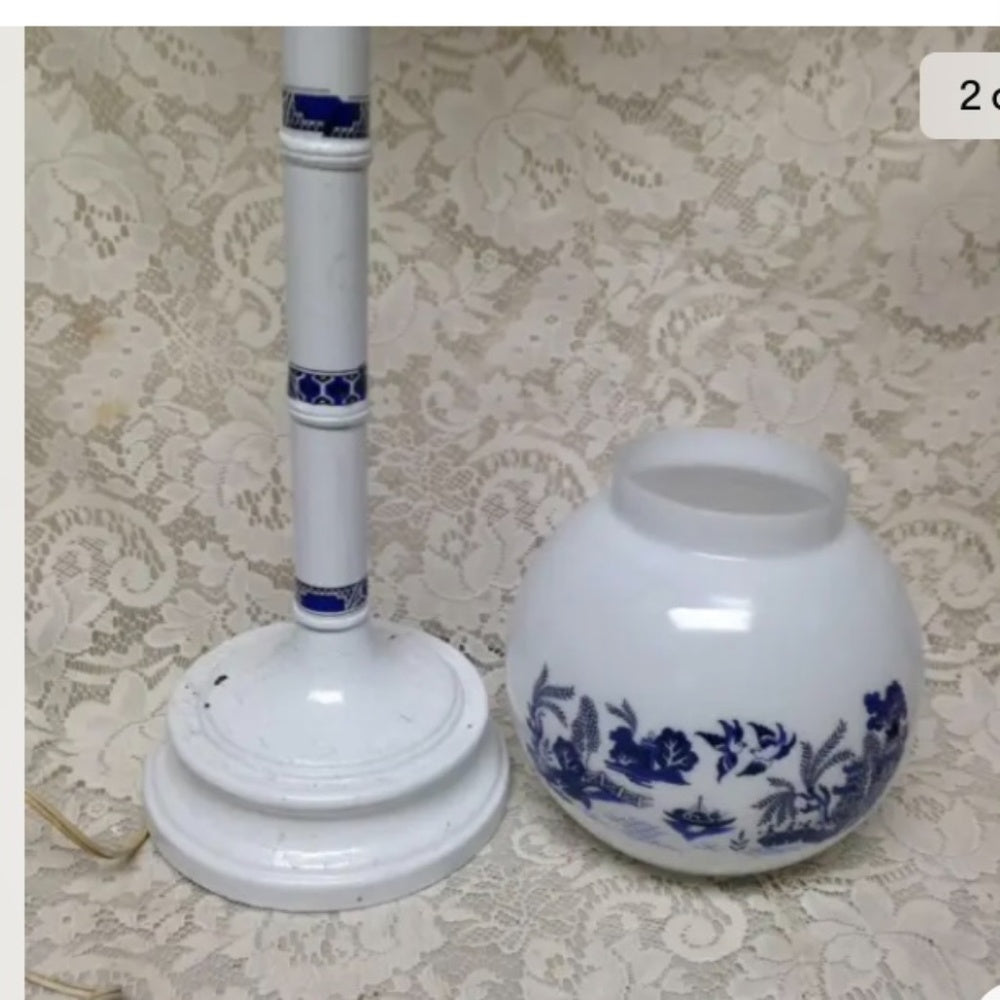 Vintage,Blue Willow Electric Table -Floor Globe Lamp 33in H