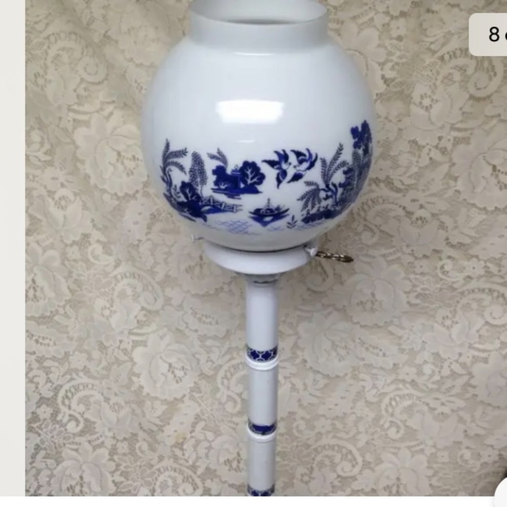 Vintage,Blue Willow Electric Table -Floor Globe Lamp 33in H