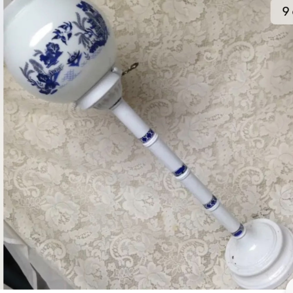 Vintage,Blue Willow Electric Table -Floor Globe Lamp 33in H