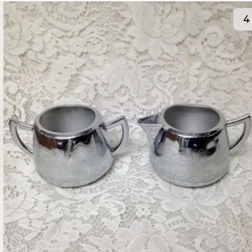 Vintage, Rare, England, Willoware, Swan Brand, 4-pc Chrome Tea Set