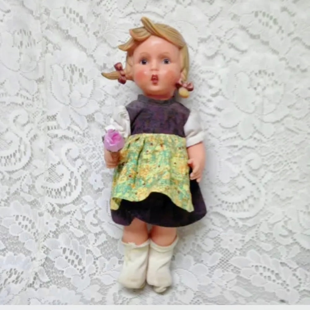 Vintage, German Hummel, Goebel 12in Vinyl Molded Hair Doll