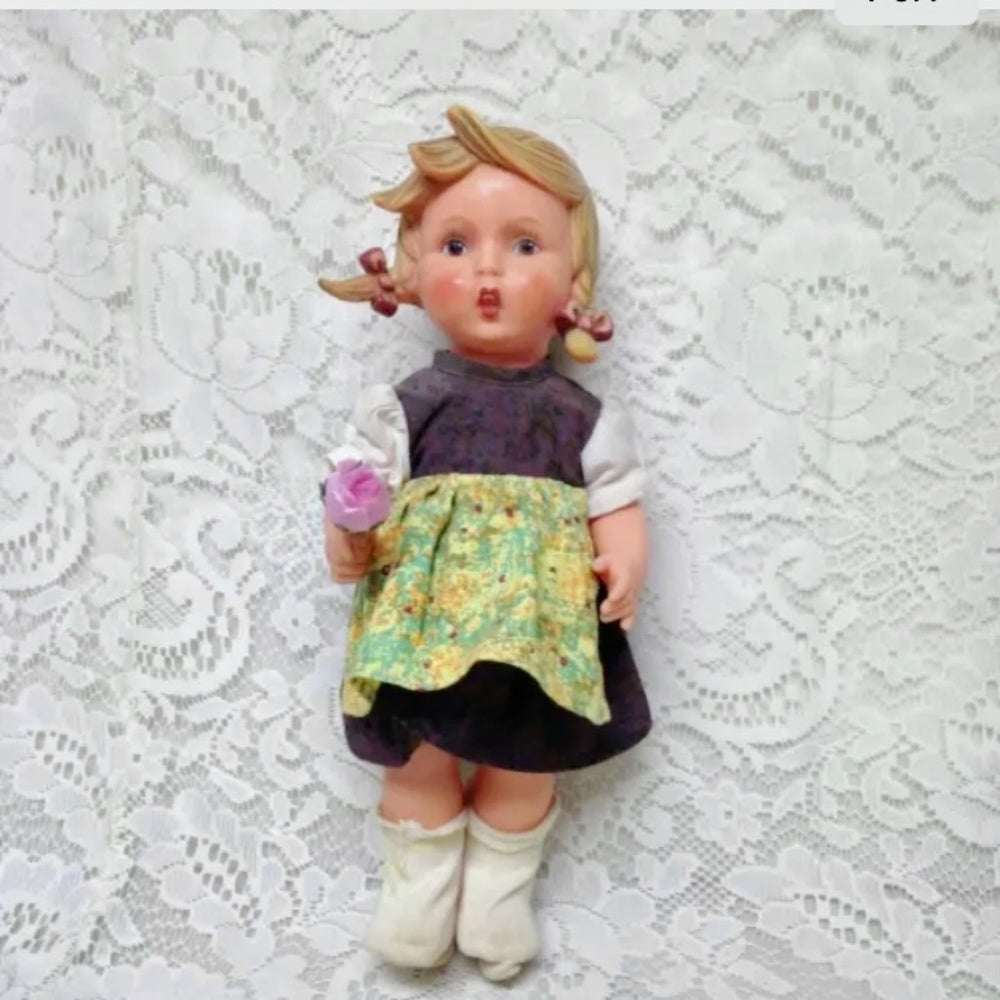 Vintage, German Hummel, Goebel 12in Vinyl Molded Hair Doll