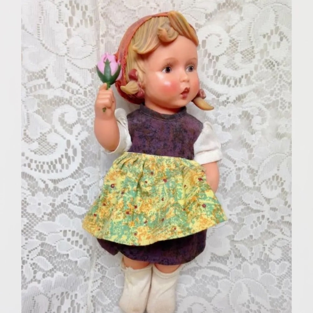 Vintage, German Hummel, Goebel 12in Vinyl Molded Hair Doll