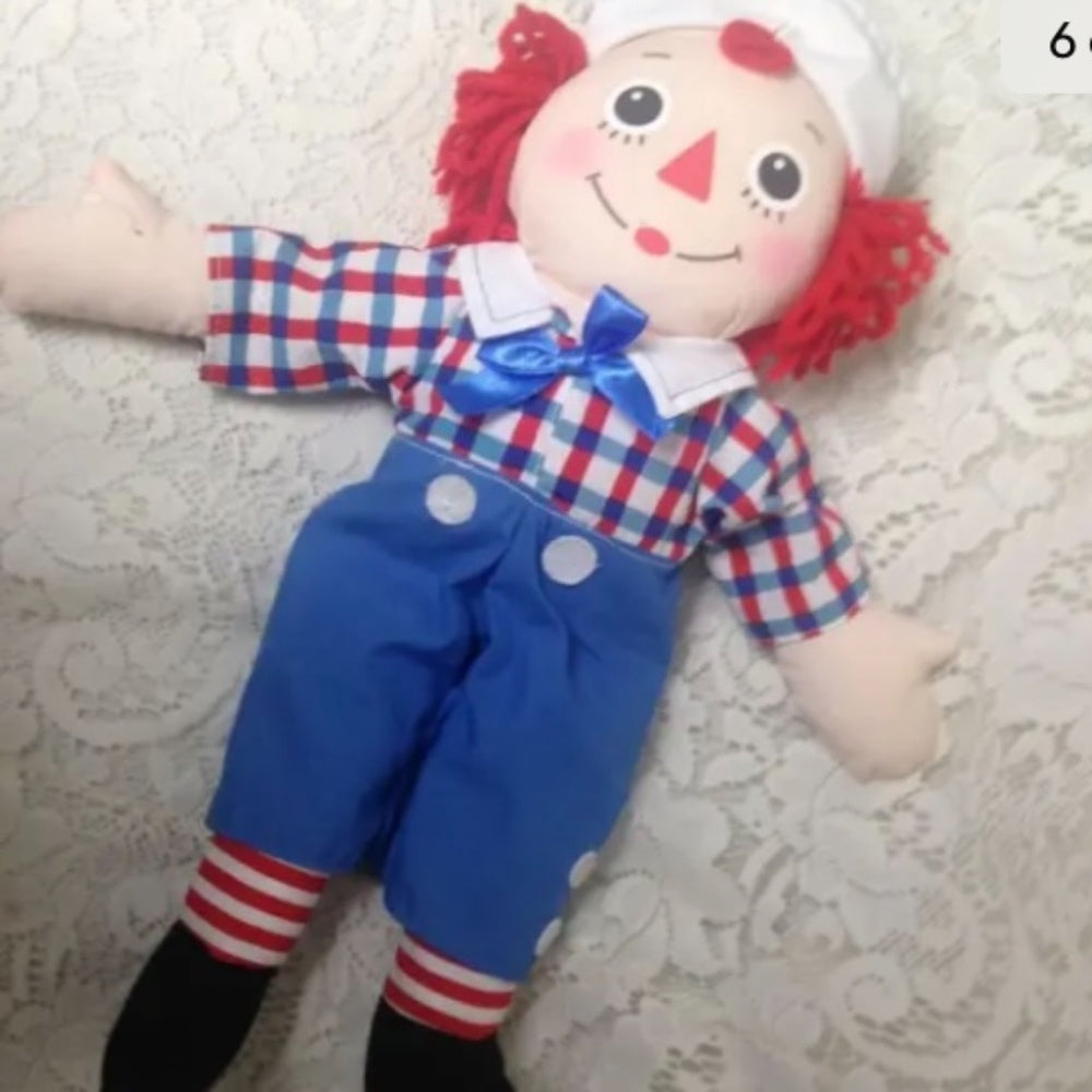 Vintage, Pair of 16in Raggedy Ann and Andy Dolls
