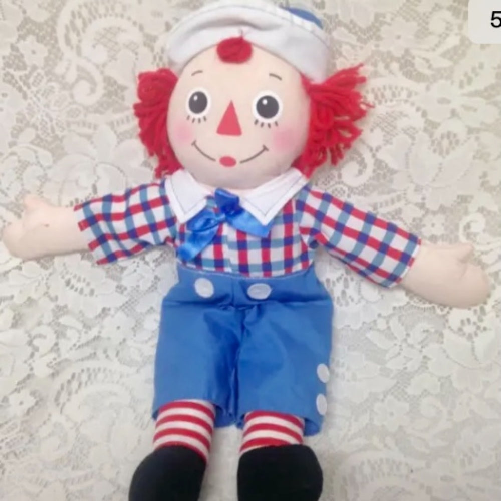Vintage, Pair of 16in Raggedy Ann and Andy Dolls