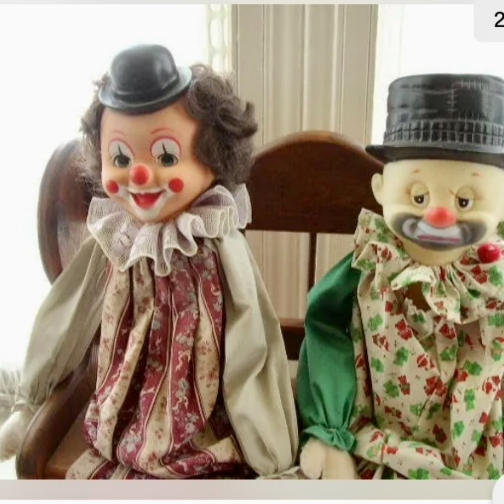 1950-60s Pair of Beautiful 24” Decorative, Mantel Clowns