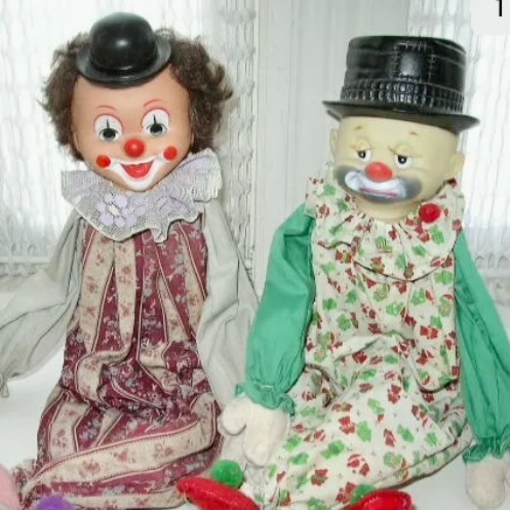 1950-60s Pair of Beautiful 24” Decorative, Mantel Clowns