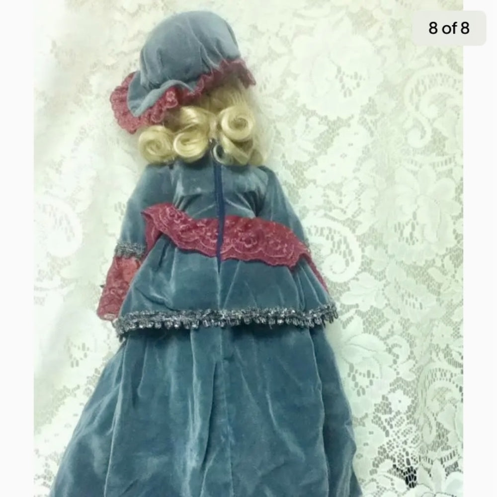 Vintage, Zasan, Patent P. 20” Victorian Doll in Velvet Gown and Hat