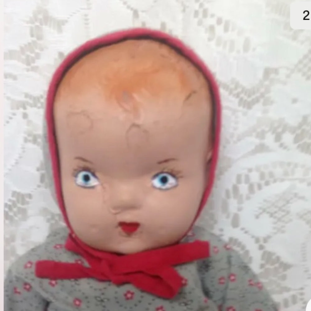 1930s 12-inch Composition Doll with Blue Dress