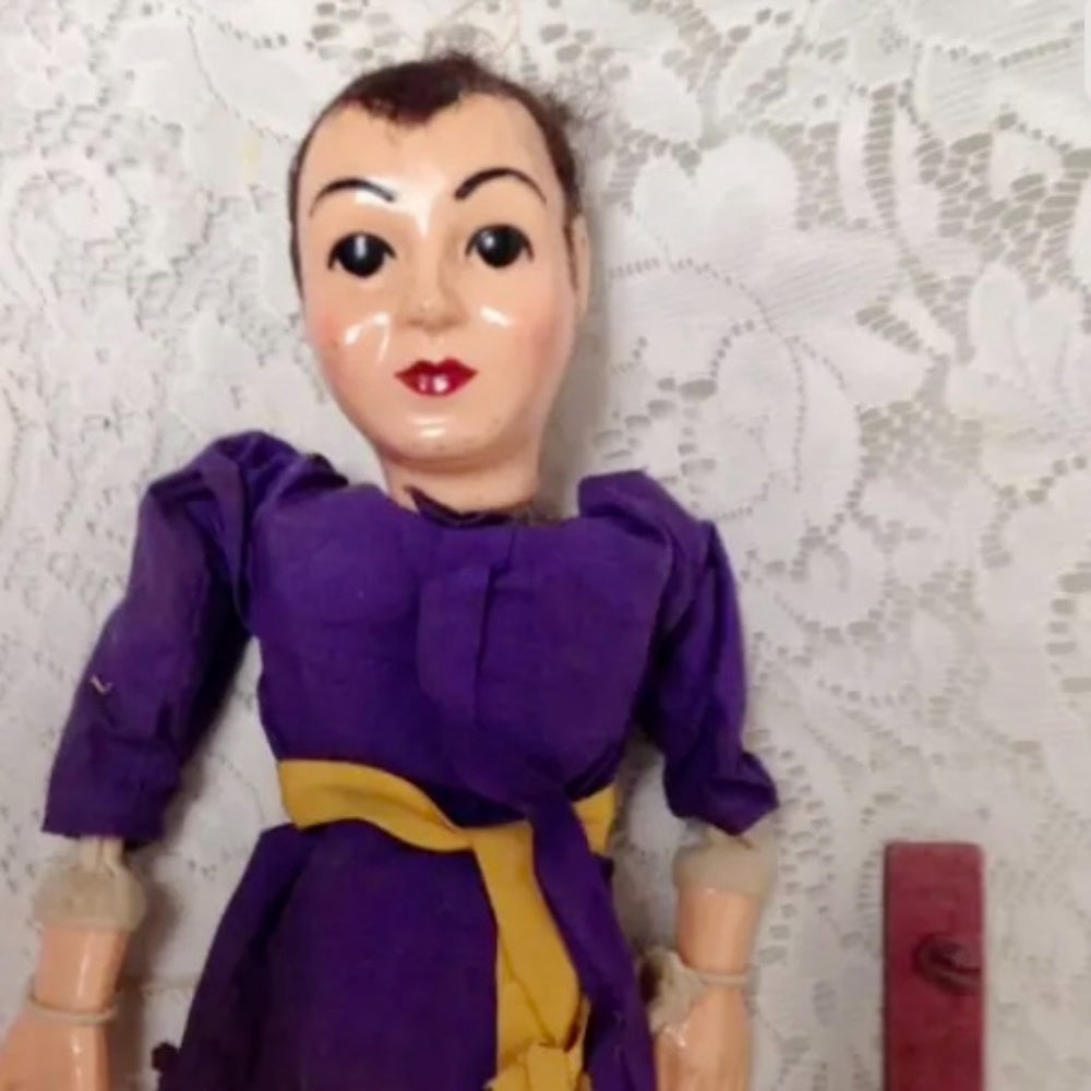 Vintage, Hazelles, 14in Man Plastic- Wooden Marionette Doll
