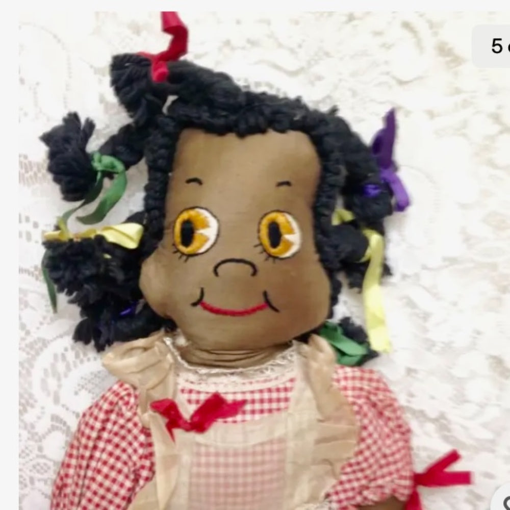 Vintage Handcrafted, African American Raggedy Ann 18-inch Doll