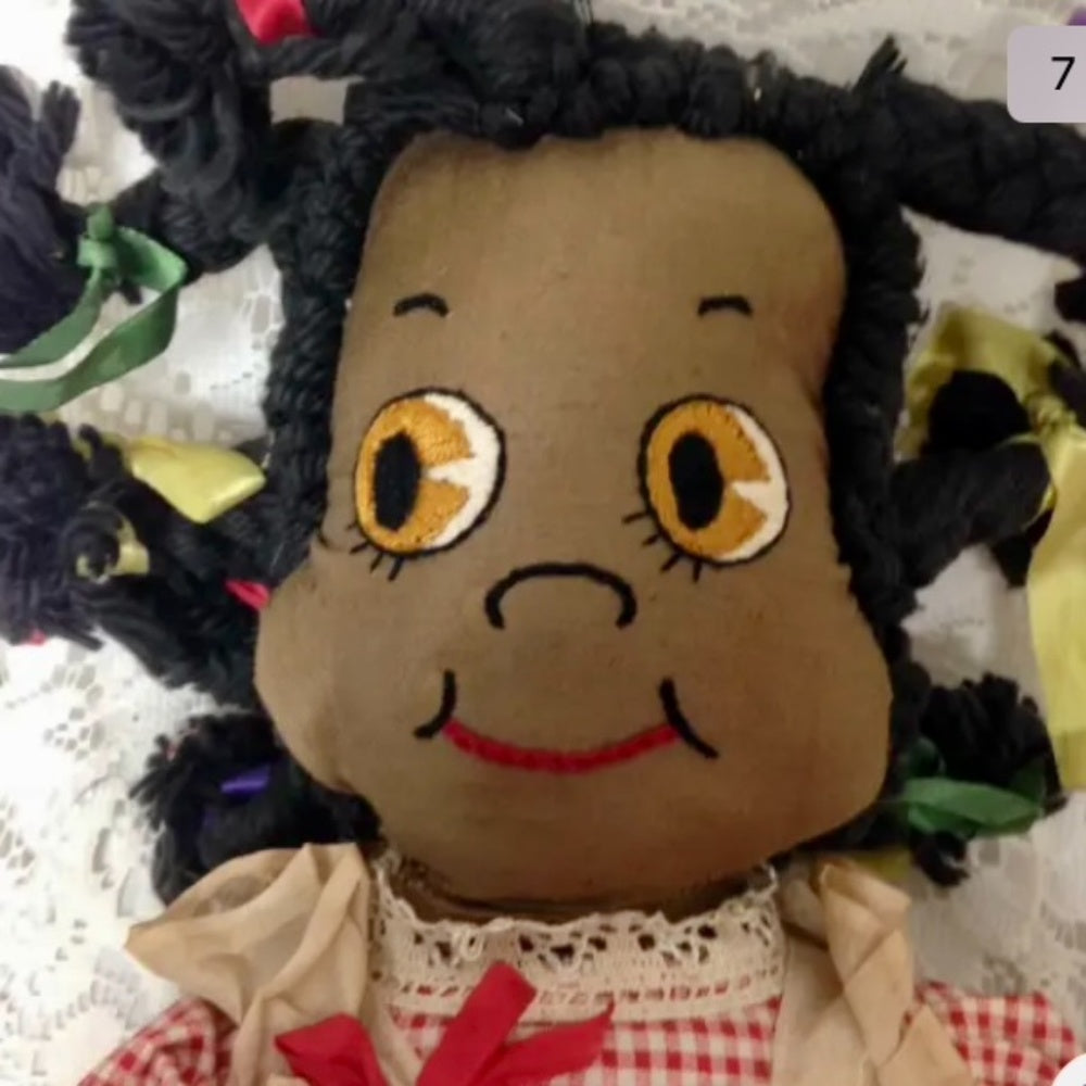Vintage Handcrafted, African American Raggedy Ann 18-inch Doll