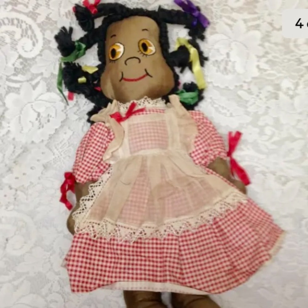 Vintage Handcrafted, African American Raggedy Ann 18-inch Doll