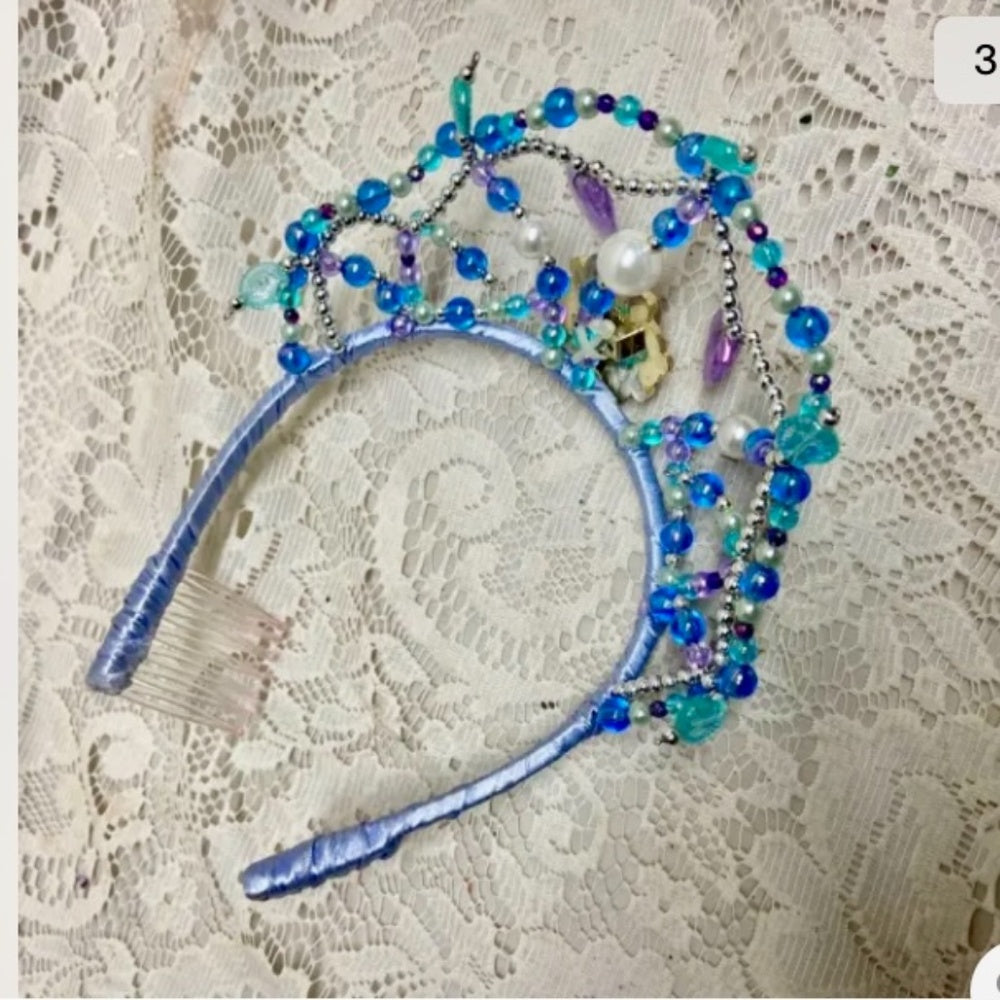 Vintage, Disney Princess Ariel Blue Headband Crown Tiara
