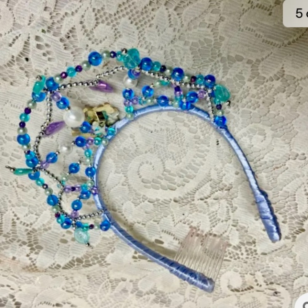 Vintage, Disney Princess Ariel Blue Headband Crown Tiara