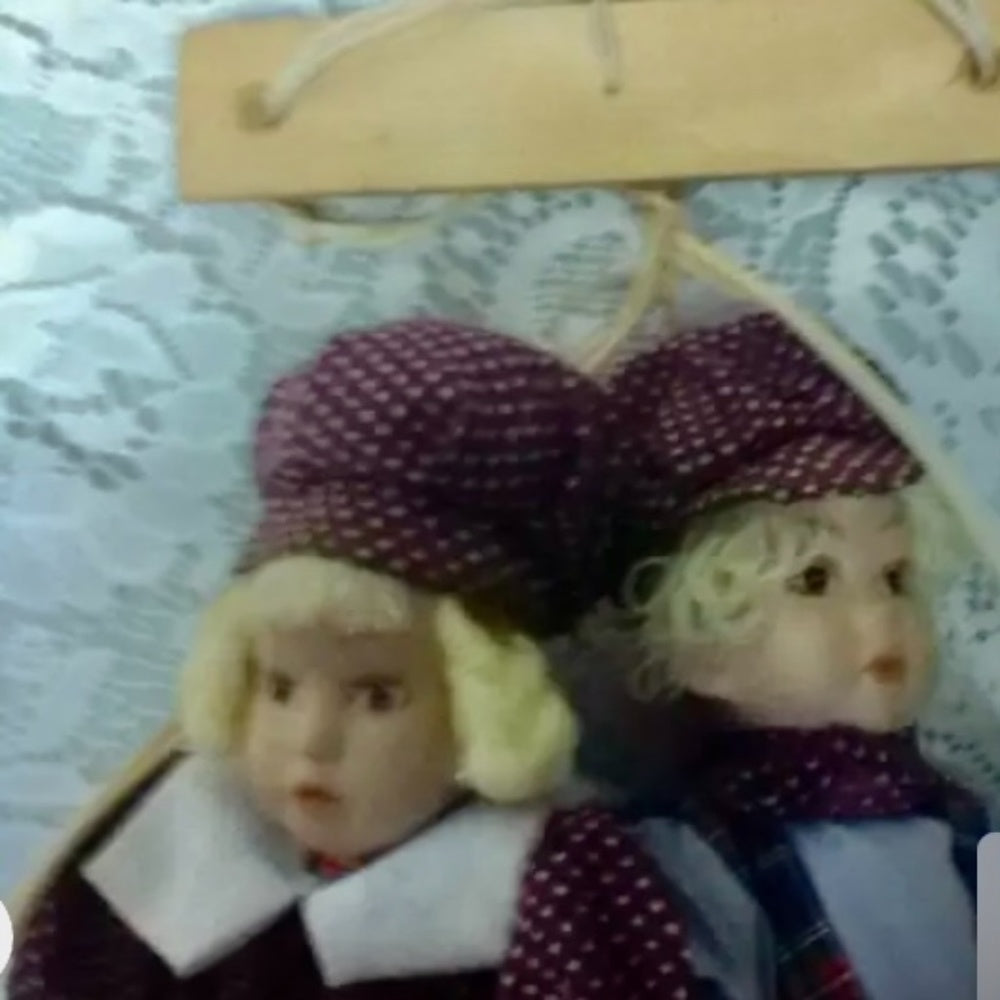 Beautiful, 9-inch, Boy And Girl Dolls on a Swing