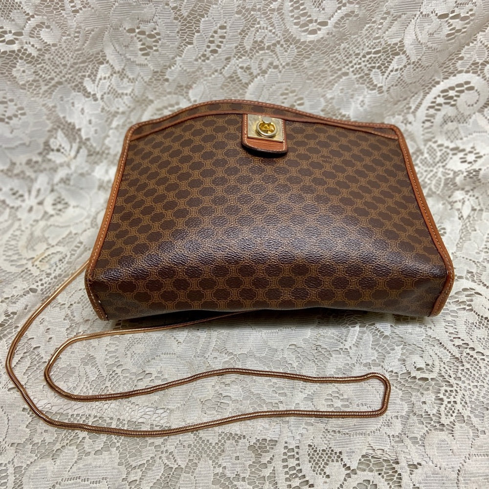 Celine, Paris, Italy Brown Mono 2-way Clutch-Crossbody --in x --in x --in