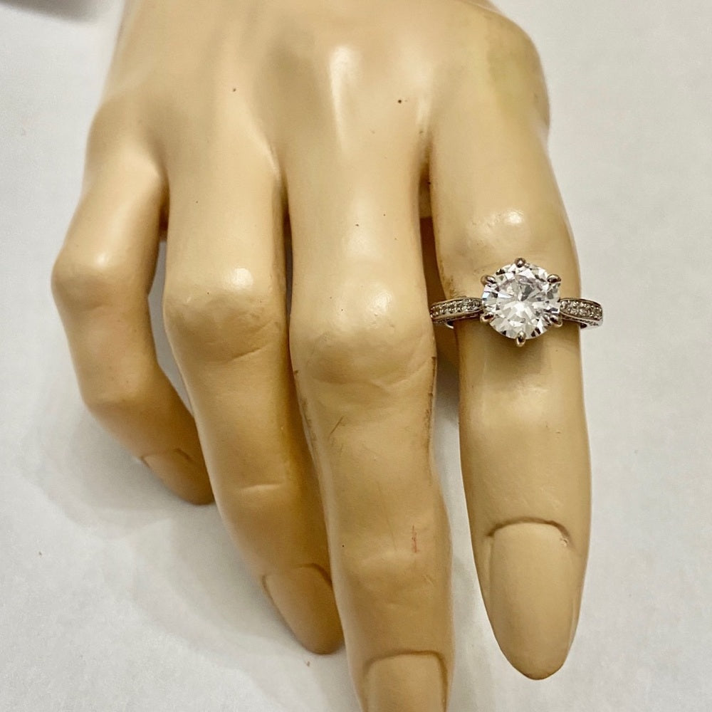 Faux Diamond- Cubic Zirconia 925 Silver Tiffany Engagement Ring