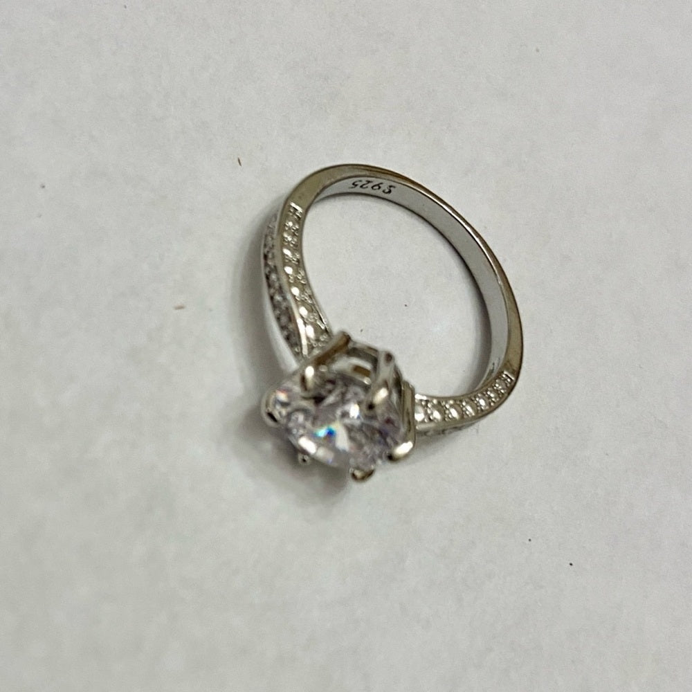 Faux Diamond- Cubic Zirconia 925 Silver Tiffany Engagement Ring