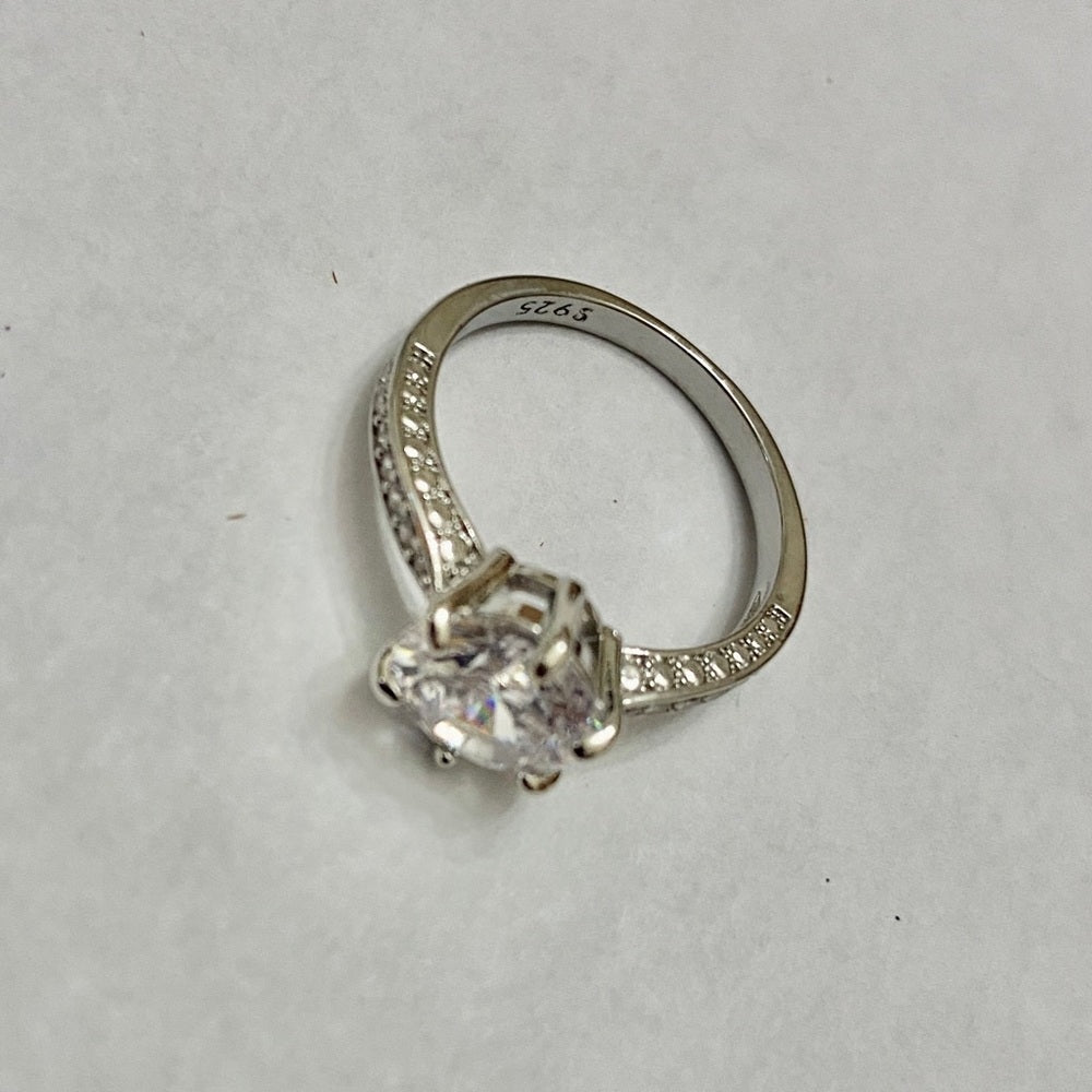 Faux Diamond- Cubic Zirconia 925 Silver Tiffany Engagement Ring