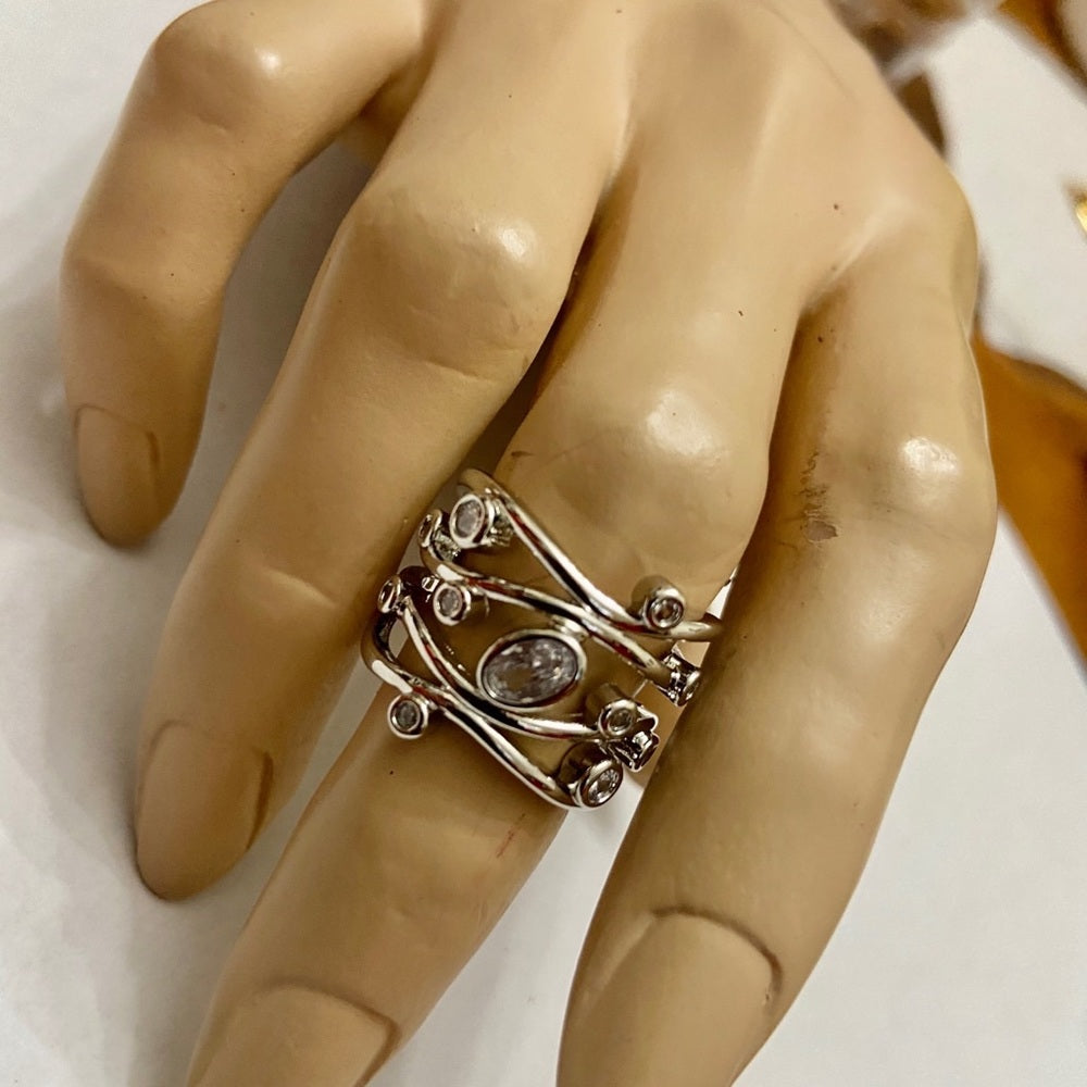 Faux Diamonds- Cubic Zirconia 925 Silver Filled Ring