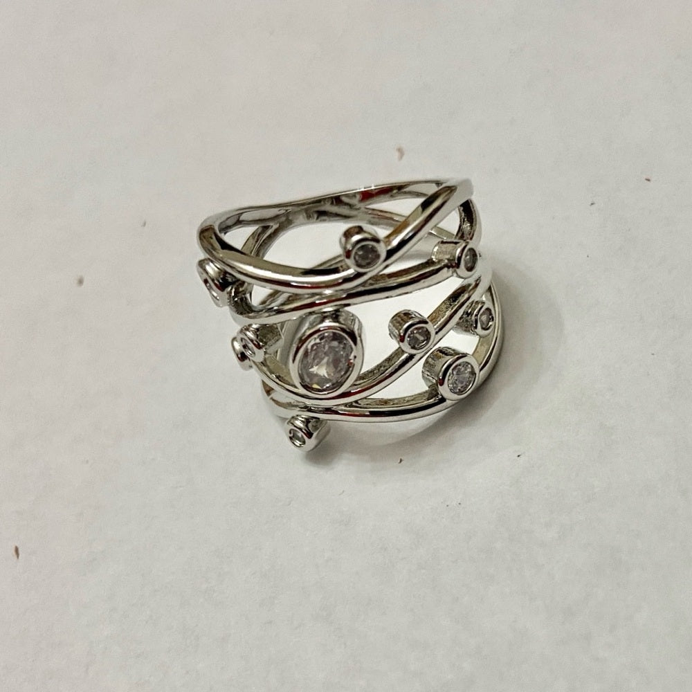 Faux Diamonds- Cubic Zirconia 925 Silver Filled Ring