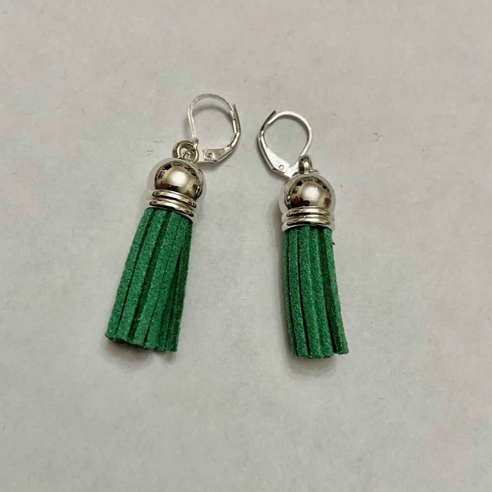 3Pairs of Tassel Dangling Earrings (Green, White Brown)