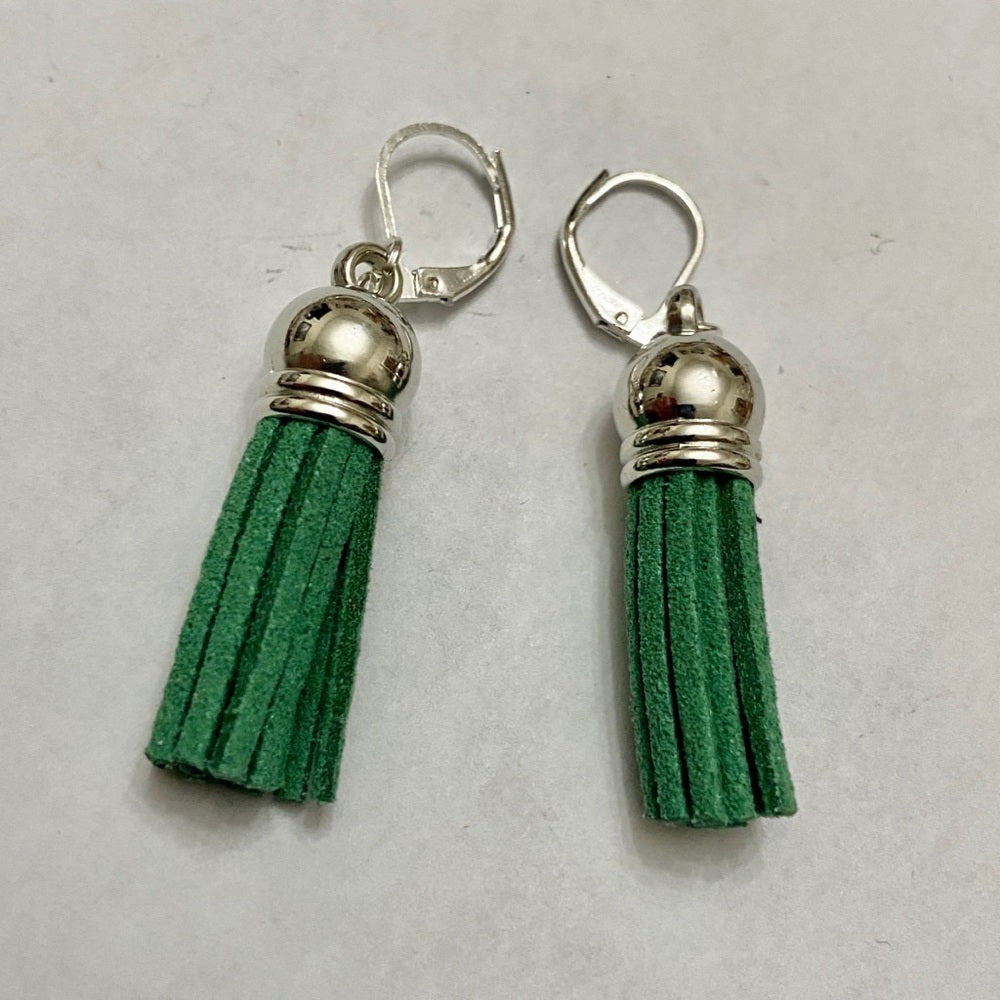 3Pairs of Tassel Dangling Earrings (Green, White Brown)