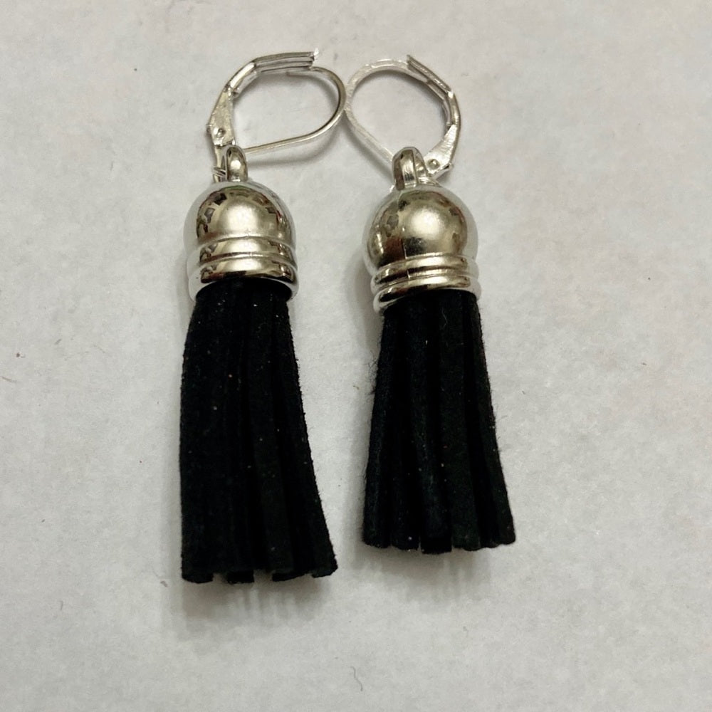 3 Pairs of Tassel Dangling Earrings (Red, Black Fuchsia)