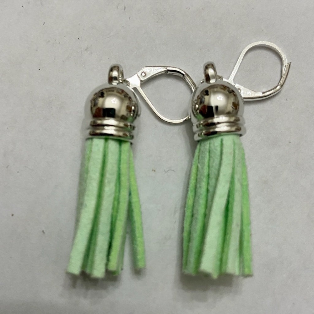 2 Pairs of Tassel Dangling Earrings (Purple and Apple Green)