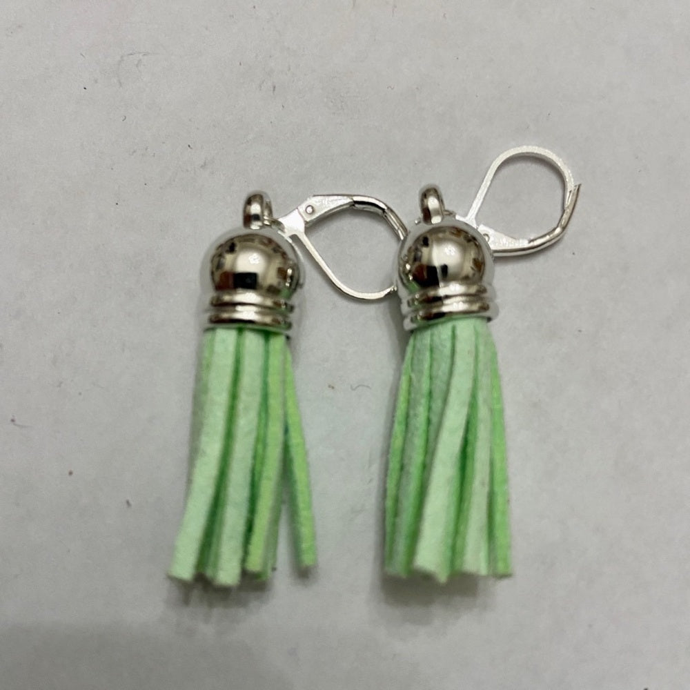 2 Pairs of Tassel Dangling Earrings (Purple and Apple Green)