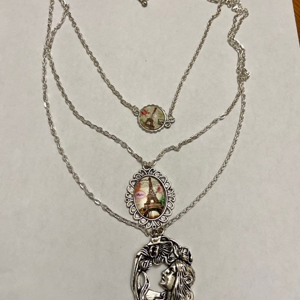 Stunning, French Art Nouveau 3 strands Pendant Necklace