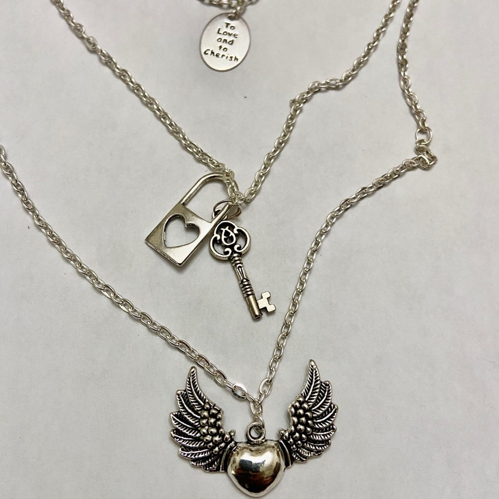 Romantic, To Love and To Cherish 3 Layers Pendant Necklace