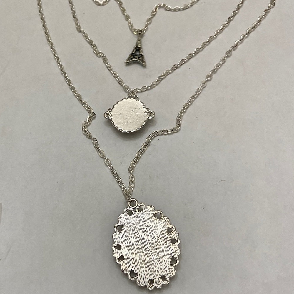 Stunning, France, Eiffel Tower Souvenirs 3 layers Pendant Necklace