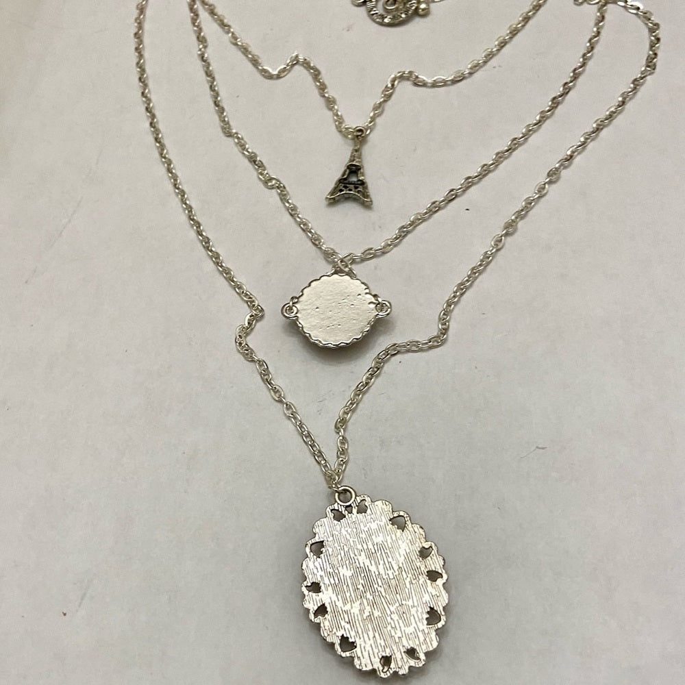 Stunning, France, Eiffel Tower Souvenirs 3 layers Pendant Necklace