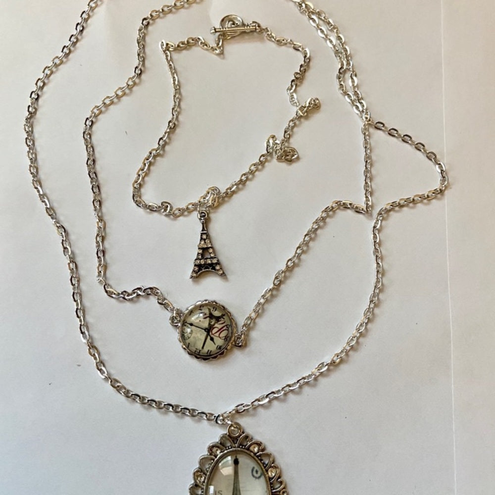 Stunning, France, Eiffel Tower Souvenirs 3 layers Pendant Necklace