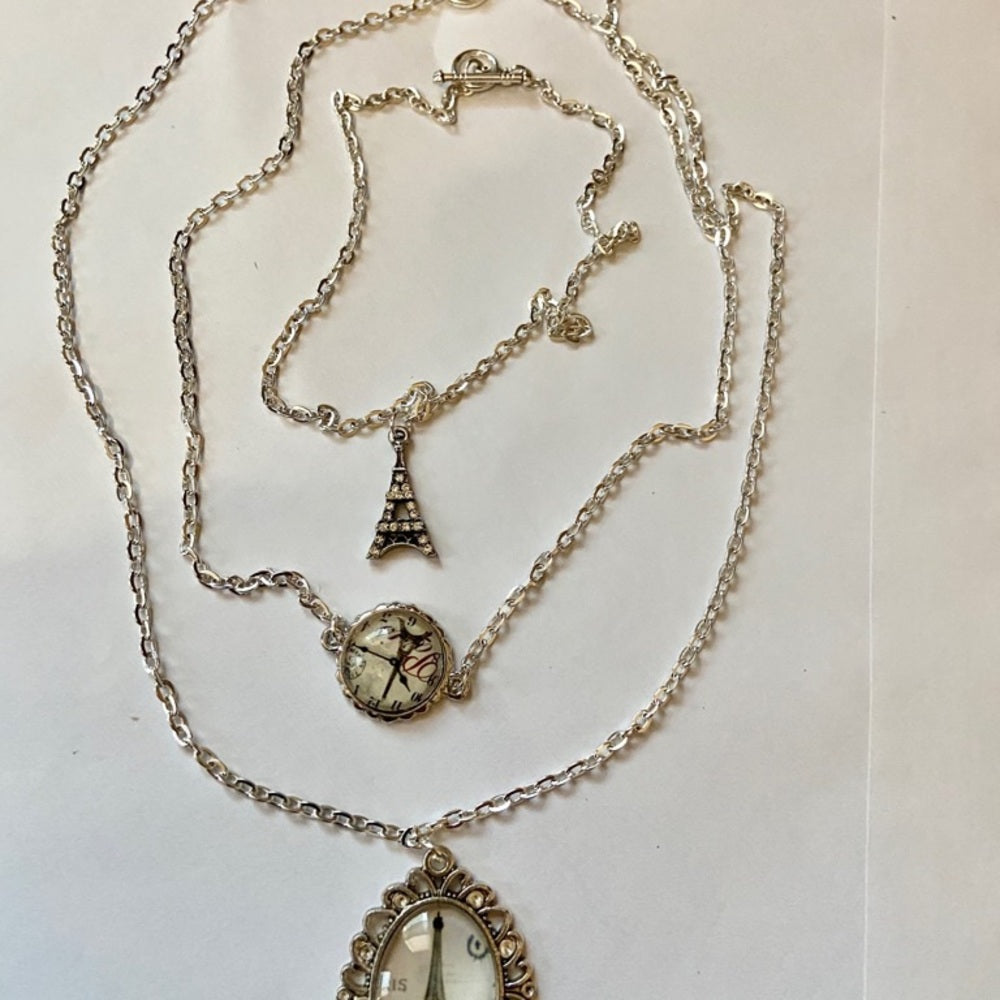 Stunning, France, Eiffel Tower Souvenirs 3 layers Pendant Necklace