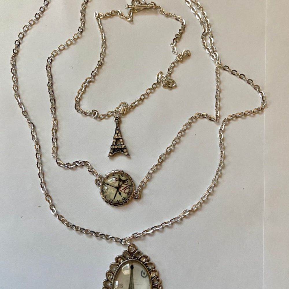 Stunning, France, Eiffel Tower Souvenirs 3 layers Pendant Necklace