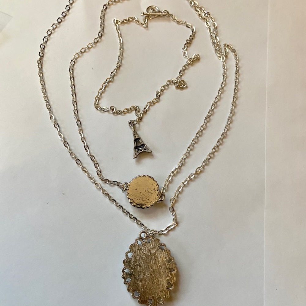 Stunning, France, Eiffel Tower Souvenirs 3 layers Pendant Necklace