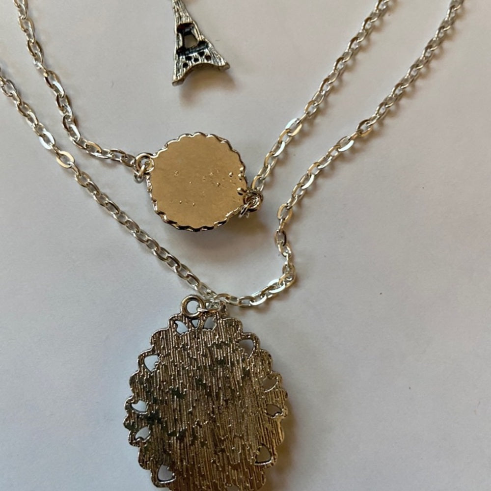 Stunning, France, Eiffel Tower Souvenirs 3 layers Pendant Necklace
