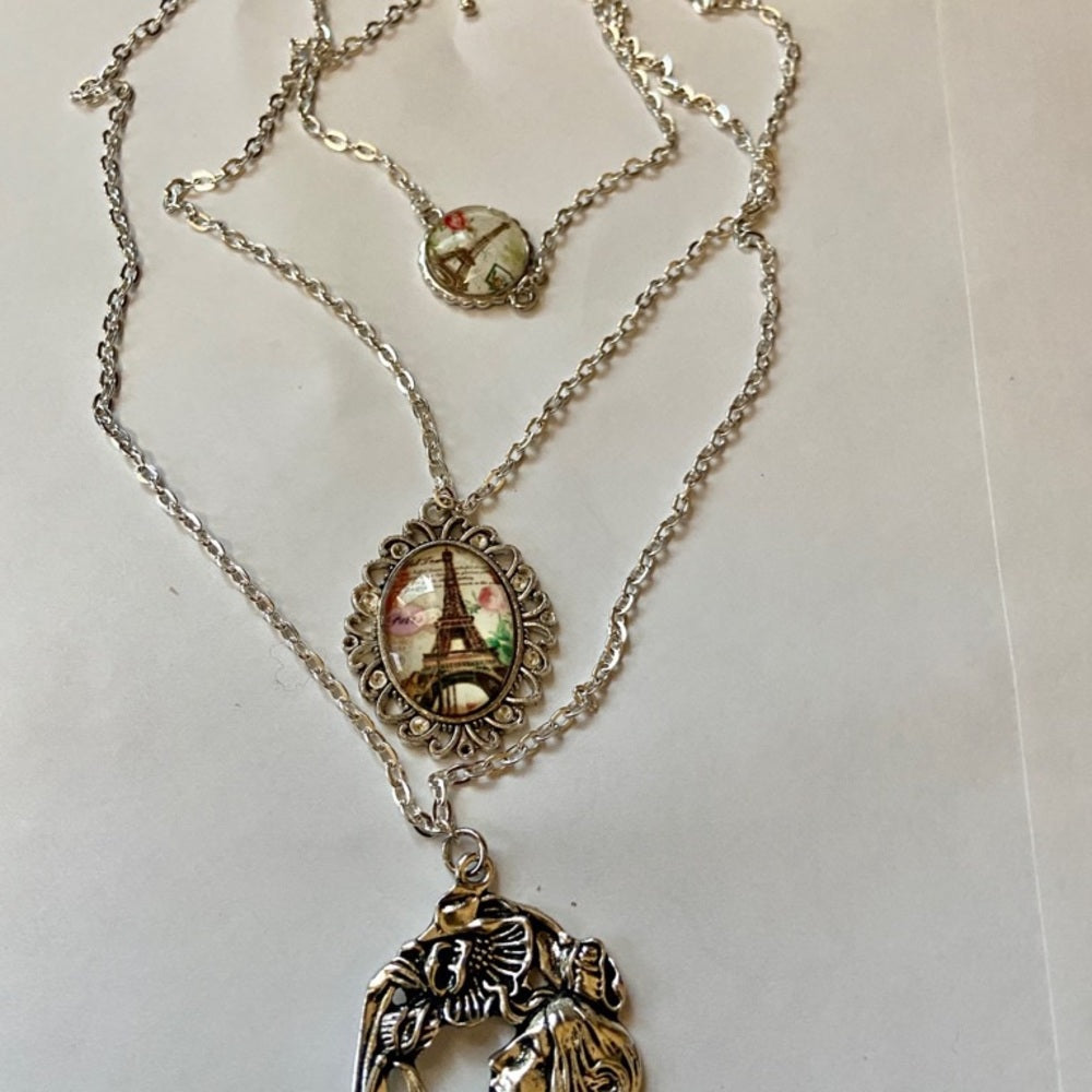 Stunning, French Art Nouveau 3 strands Pendant Necklace