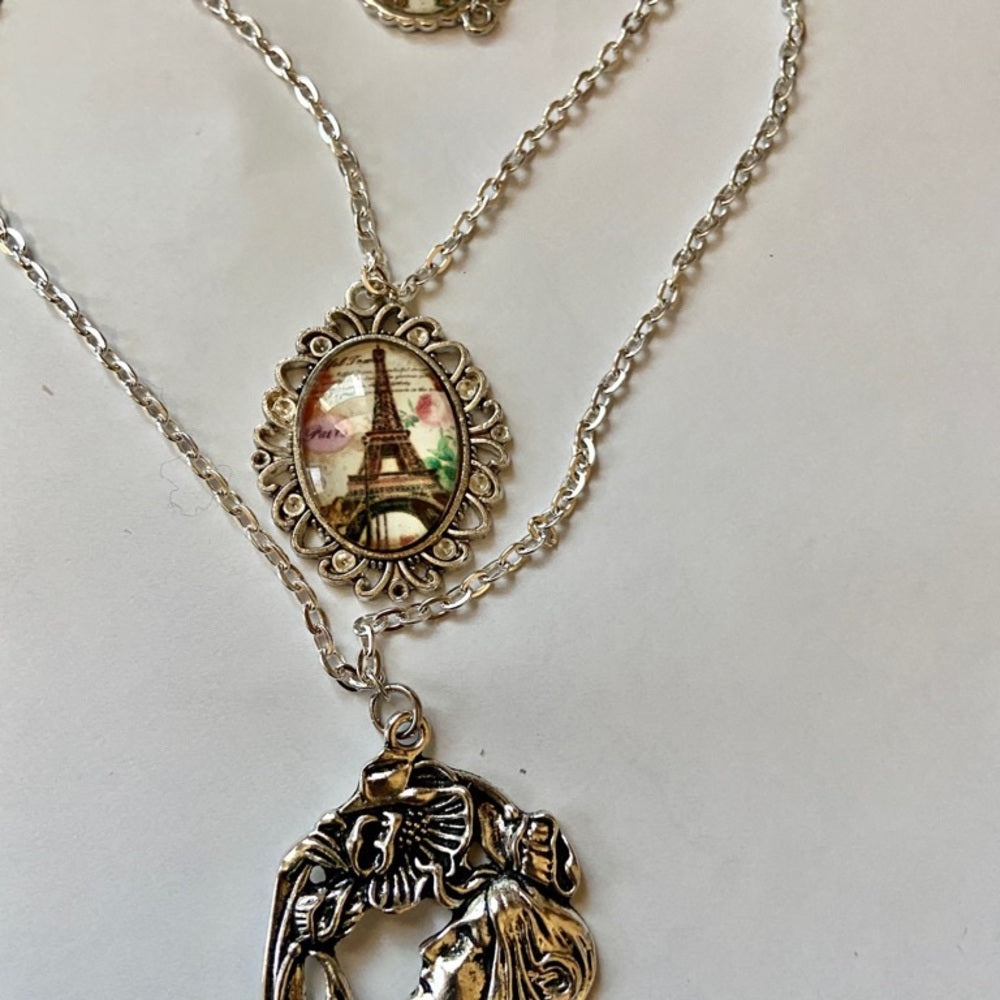 Stunning, French Art Nouveau 3 strands Pendant Necklace