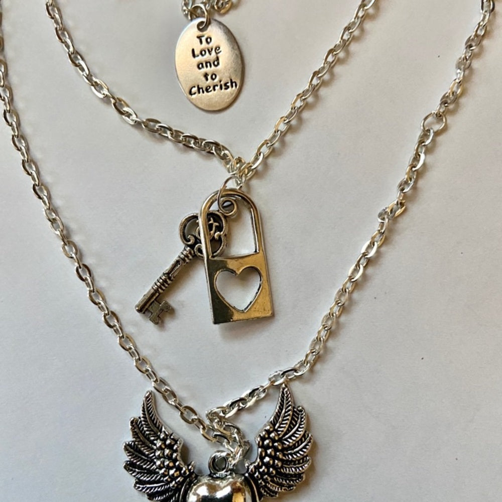 Romantic, To Love and To Cherish 3 Layers Pendant Necklace
