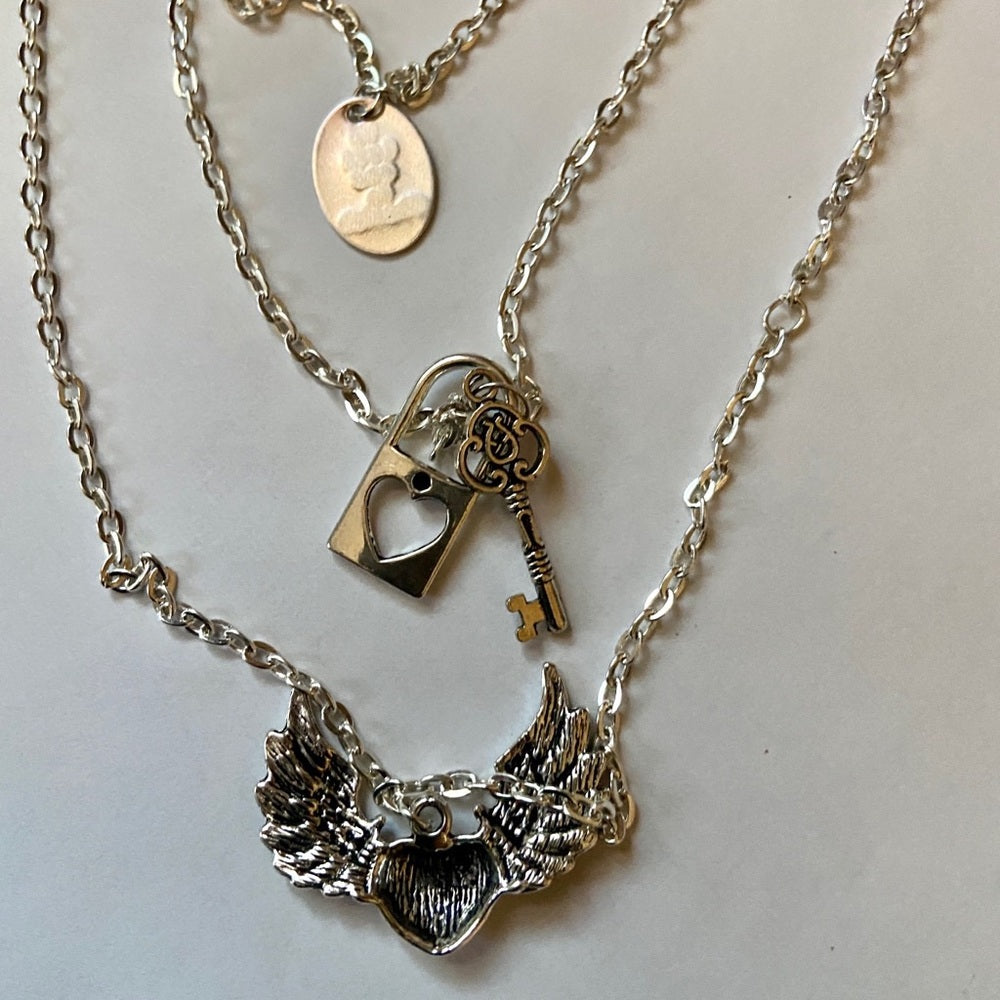 Romantic, To Love and To Cherish 3 Layers Pendant Necklace