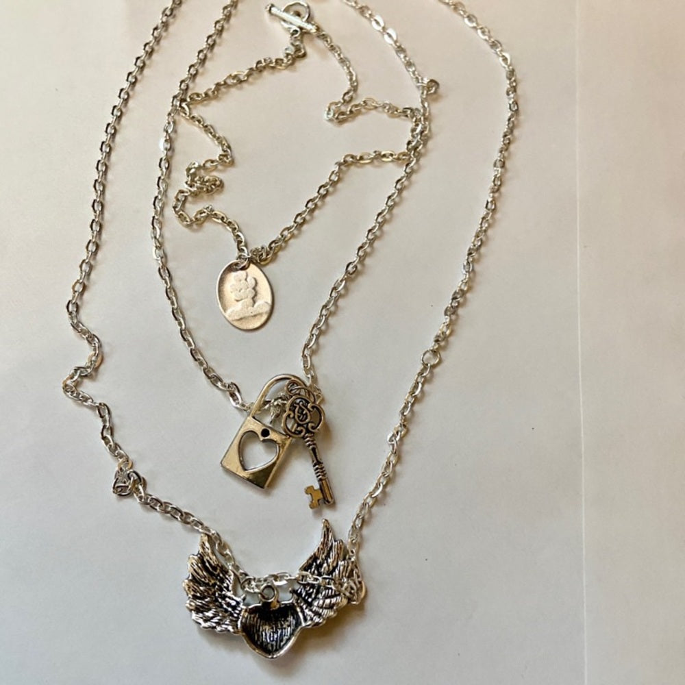 Romantic, To Love and To Cherish 3 Layers Pendant Necklace